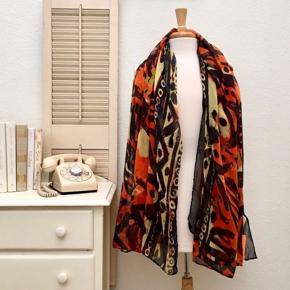 Artsy Tribal Graphic Print Versatile Wrap Scarf, NWT▪️ - Picture 1 of 5